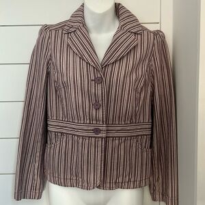 The Loft Purple Multi Striped Girly Mini Blazer Jacket